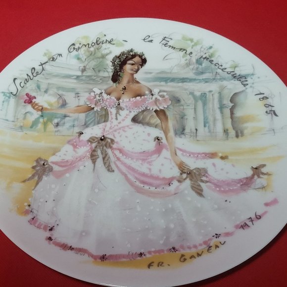 VTG 1976 D’Arceau Limoges Collectors Plate Scarlet En Crinoline La Femme inacces - Picture 6 of 10